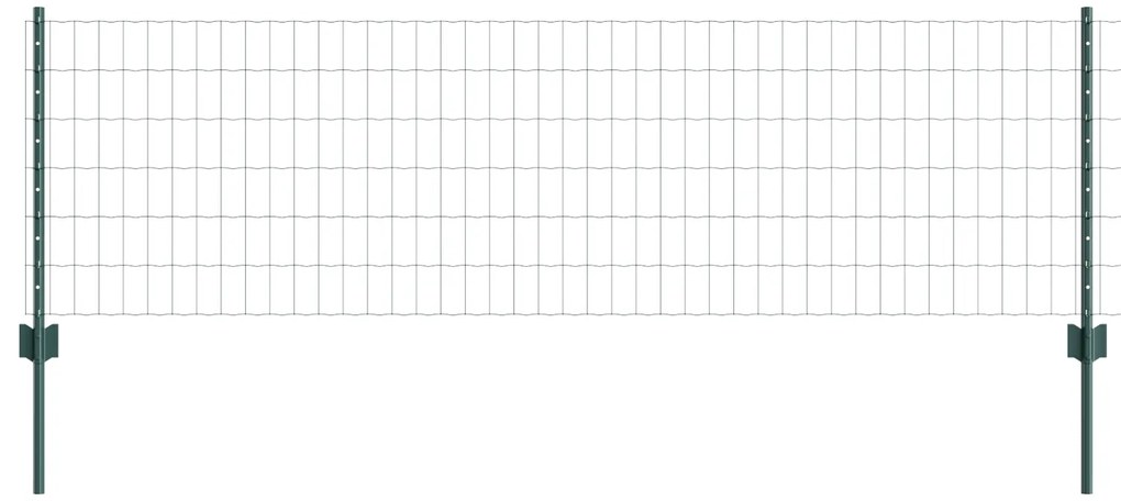 Cerca Euro com 5 Postes U Verde 0.6x10 m Aço