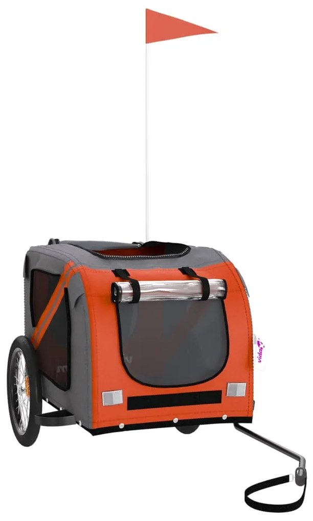 Reboque bicicleta p/ animais tecido oxford/ferro laranja/preto
