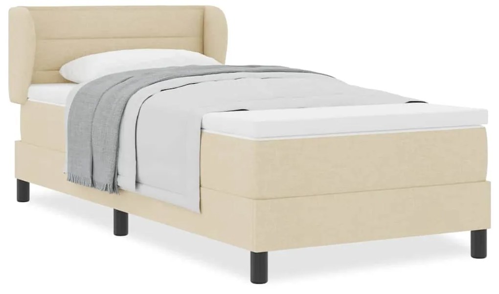 Cama Box Spring vidaXL com Colchão Creme 90x200 cm Tecido