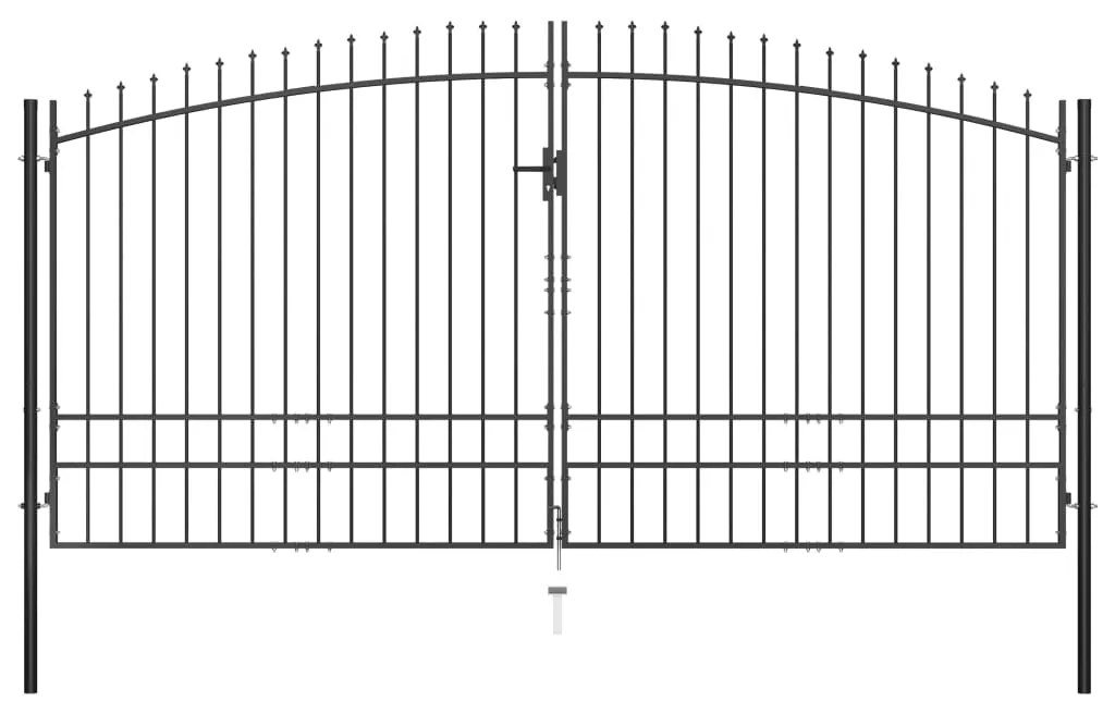 Portão de cerca com porta dupla e topo em lanças 400x248 cm