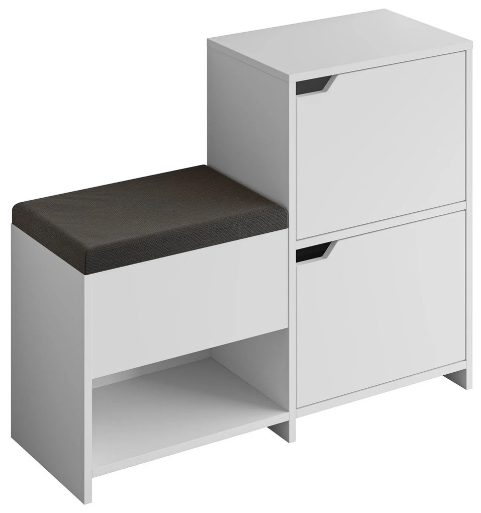 Sapateira Prag – Nogueira e Branco – 60x111x35 cm