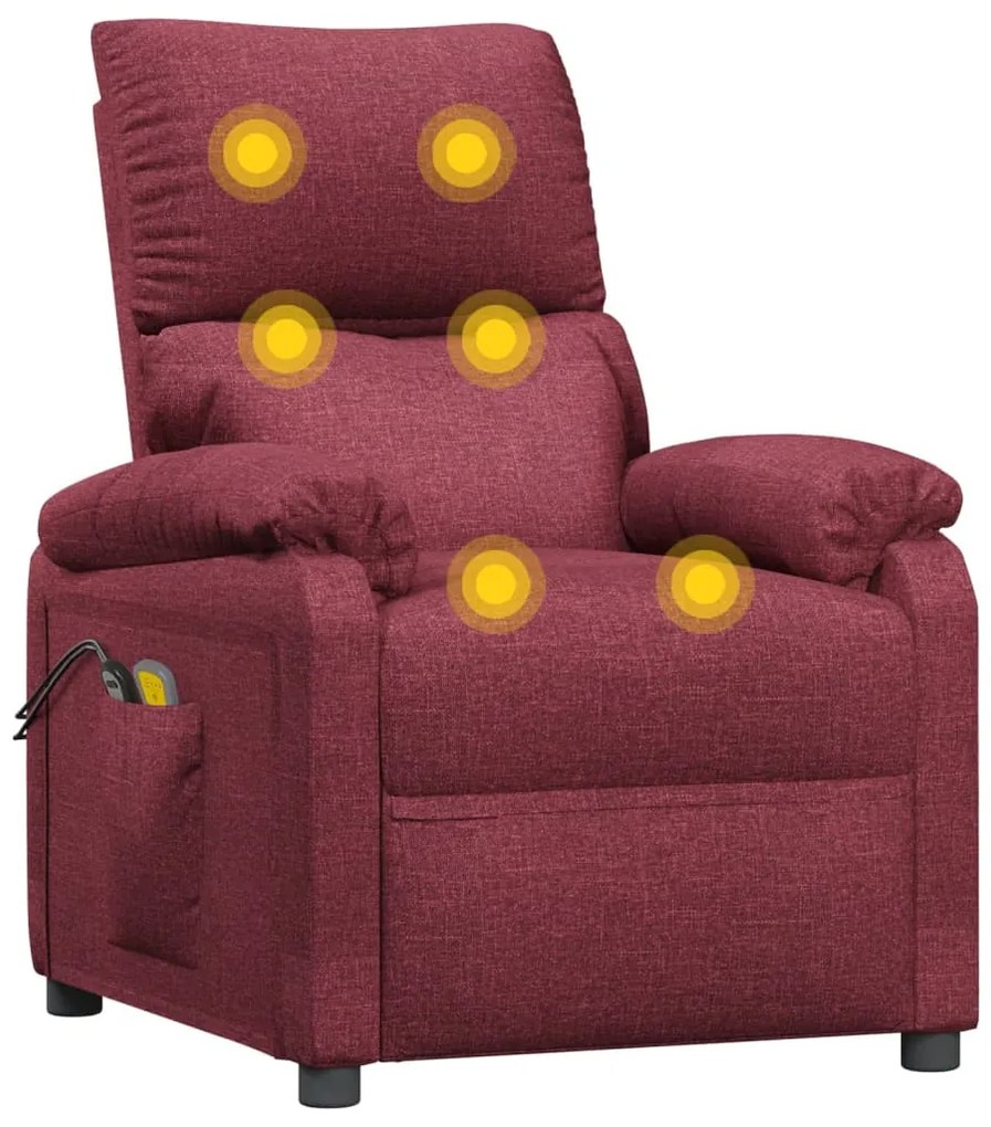 Poltrona de massagens elétrica reclinável tecido vermelho tinto