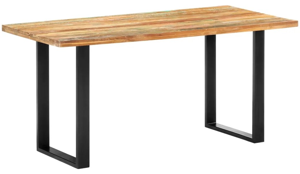 Mesa de jantar 160x80x75 cm madeira recuperada maciça