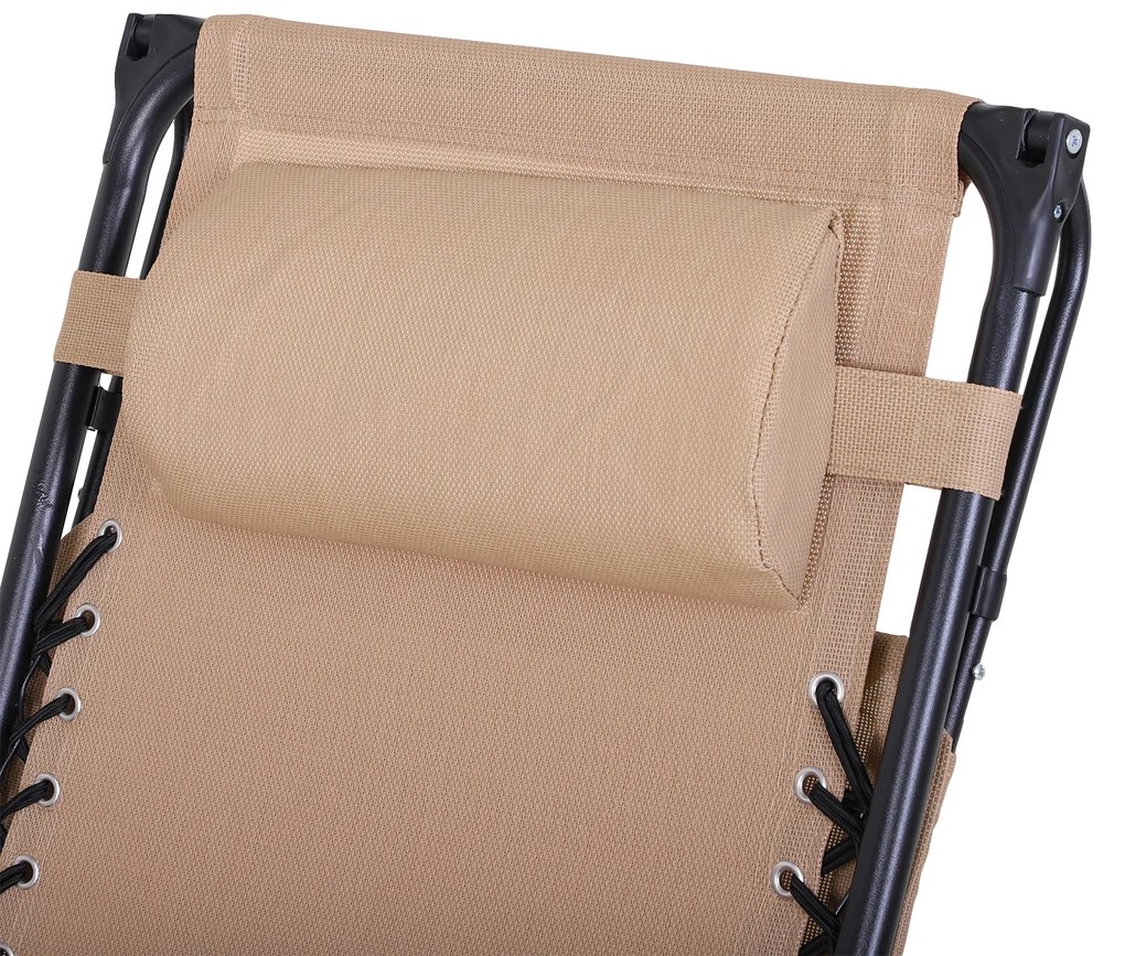 Outsunny Espreguiçadeira Dobrável Gravidade Zero com Toldo Apoio para os Braços Espreguiçadeira Reclinável com Bandeja Removível 90x67x110cm Bege