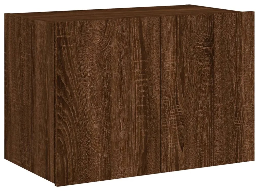 Móvel parede p/ TV c/ luzes LED 60x35x41 cm carvalho castanho