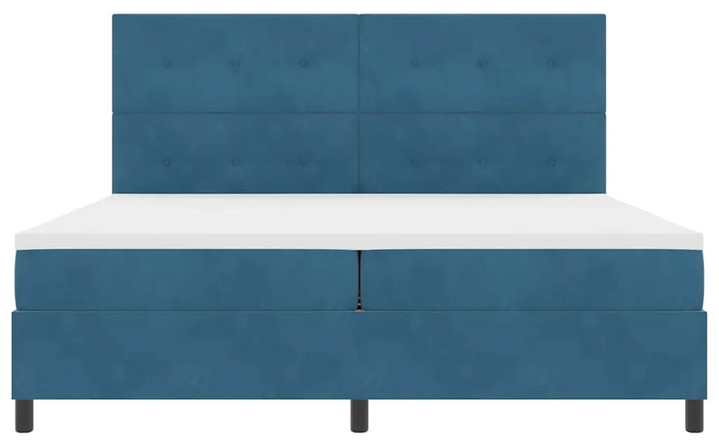 Camas Box Spring vidaXL com Colchão Azul Escuro 200x200 cm Veludo