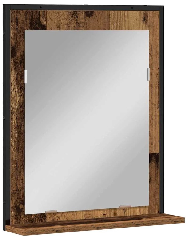Espelho de Banheiro vidaXL Madeira Velha 50x12x60 cm Madeira Ingeneriz