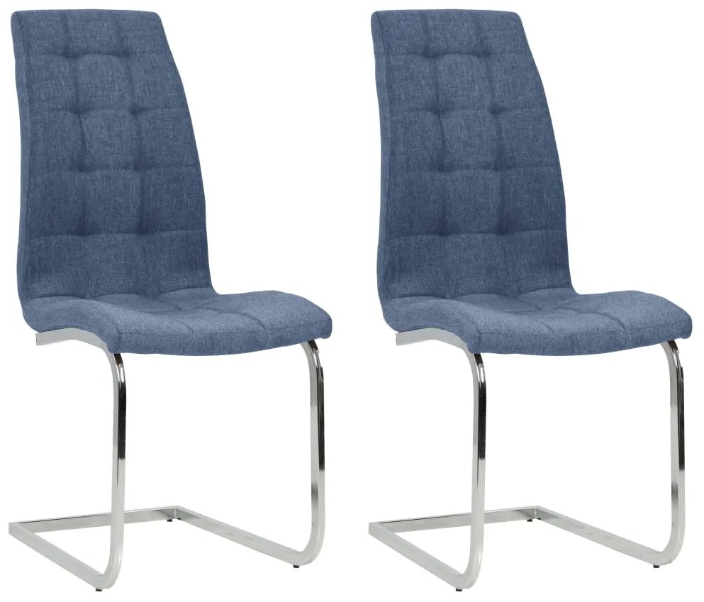 vidaXL Cadeiras de jantar cantilever 2 pcs tecido azul