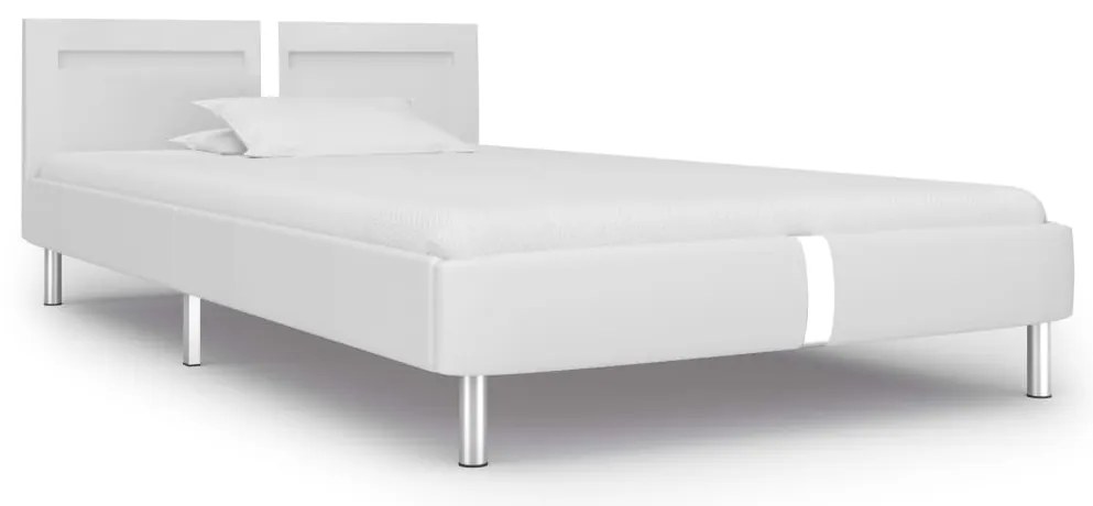 Estrutura de cama c/ LEDs 90x200 cm couro artificial branco
