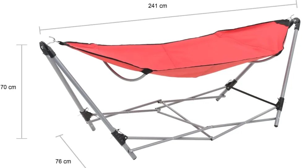 Rede com suporte dobrável vermelho