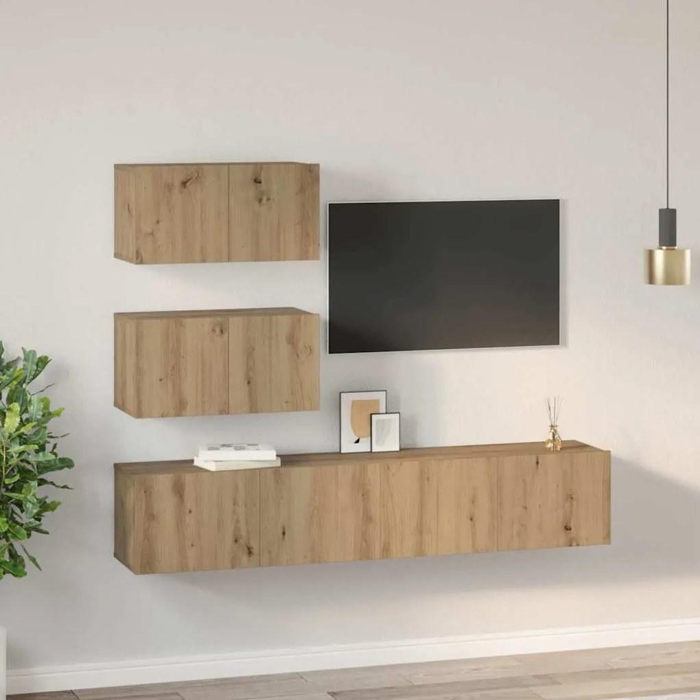 Conjunto de móvel de TV 4 pcs carvalho artisiano