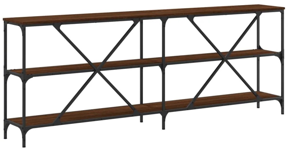 Mesa consola 200x30x75cm deriv. madeira/ferro carvalho castanho