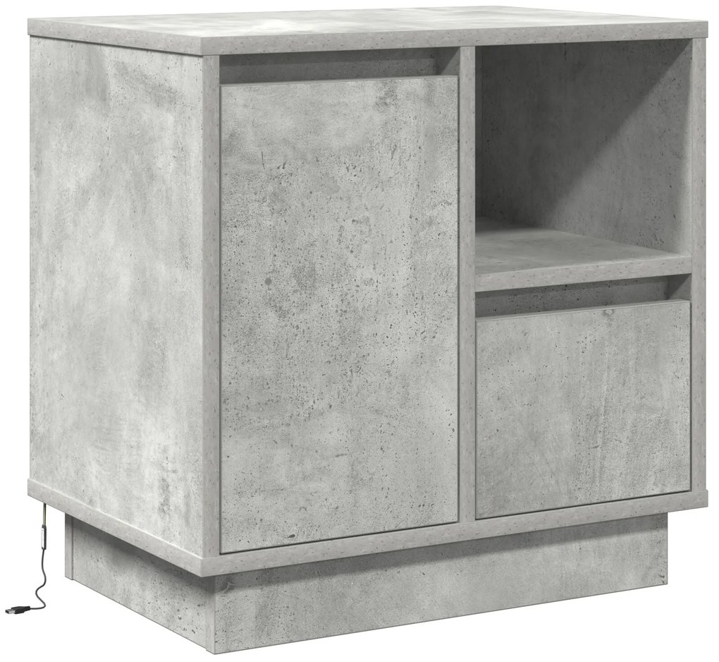 Mesa de cabeceira com LED Cinza Concreto 50x34,5x50 cm