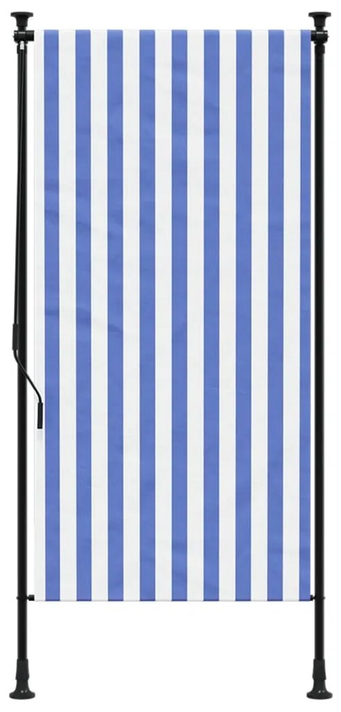 Estore de rolo para exterior 120x270cm tecido/aço azul e branco