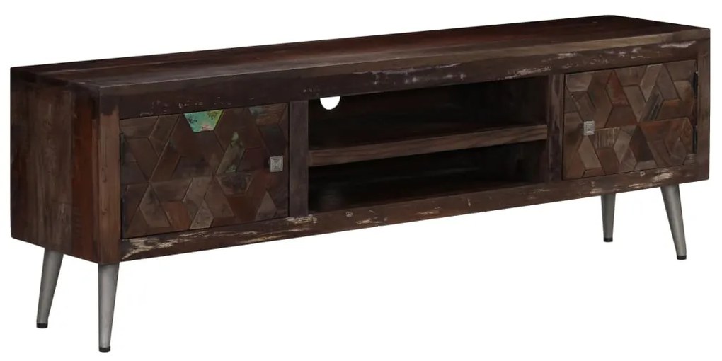 Móvel de TV madeira recuperada maciça 140x30x45 cm