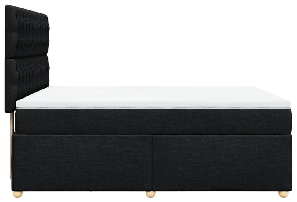 Cama com molas/colchão 160x200 cm tecido preto
