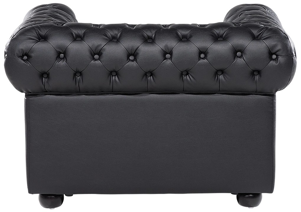 Poltrona em pele genuína preta CHESTERFIELD Beliani