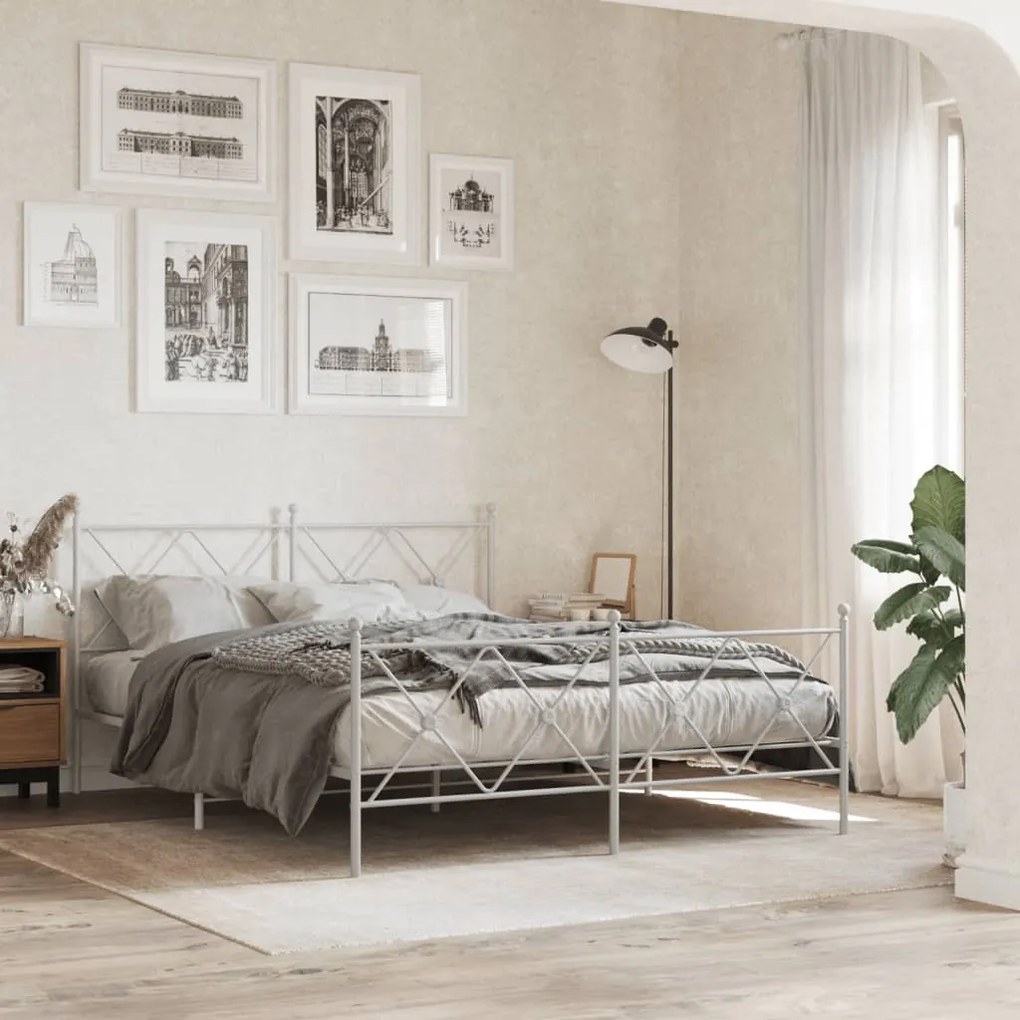 Cabeceira de cama 160 cm metal branco