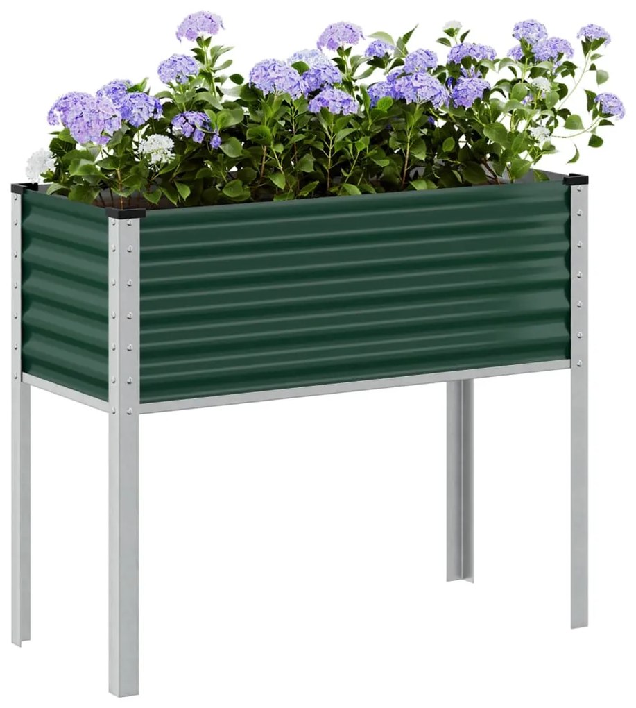 Vaso/floreira de jardim 100x41x90 cm aço verde