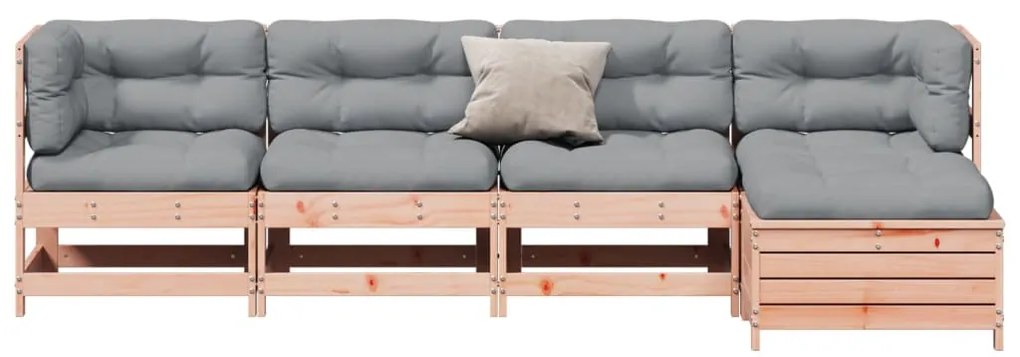 5 pcs conj. lounge jardim com almofadões madeira douglas maciça