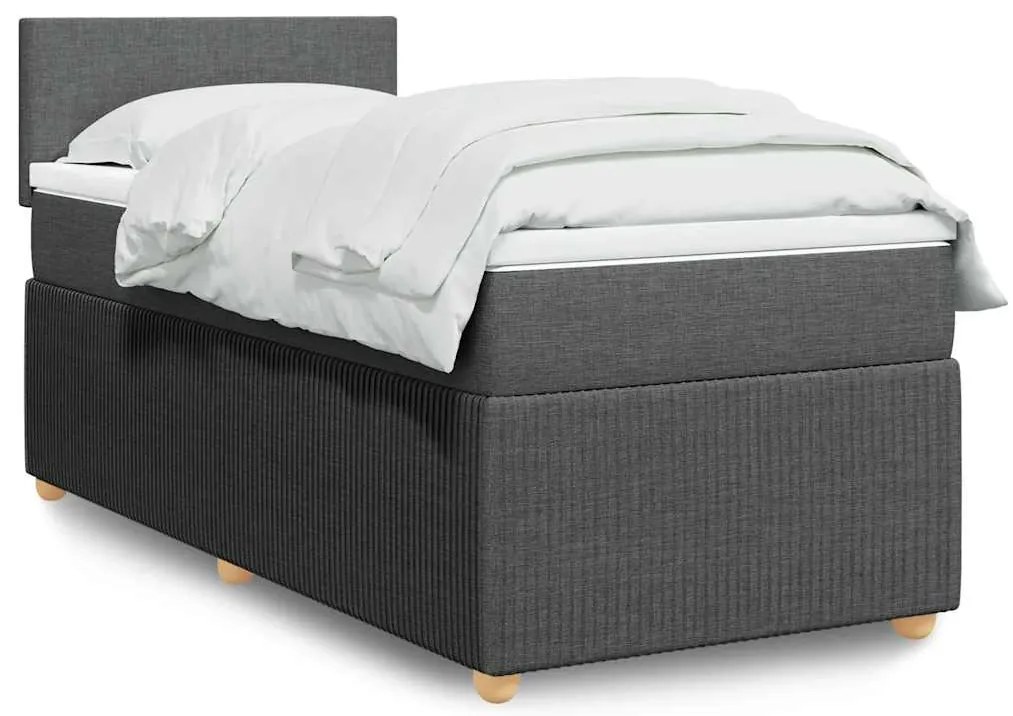 Cama com molas/colchão 90x200 cm tecido cinzento-escuro