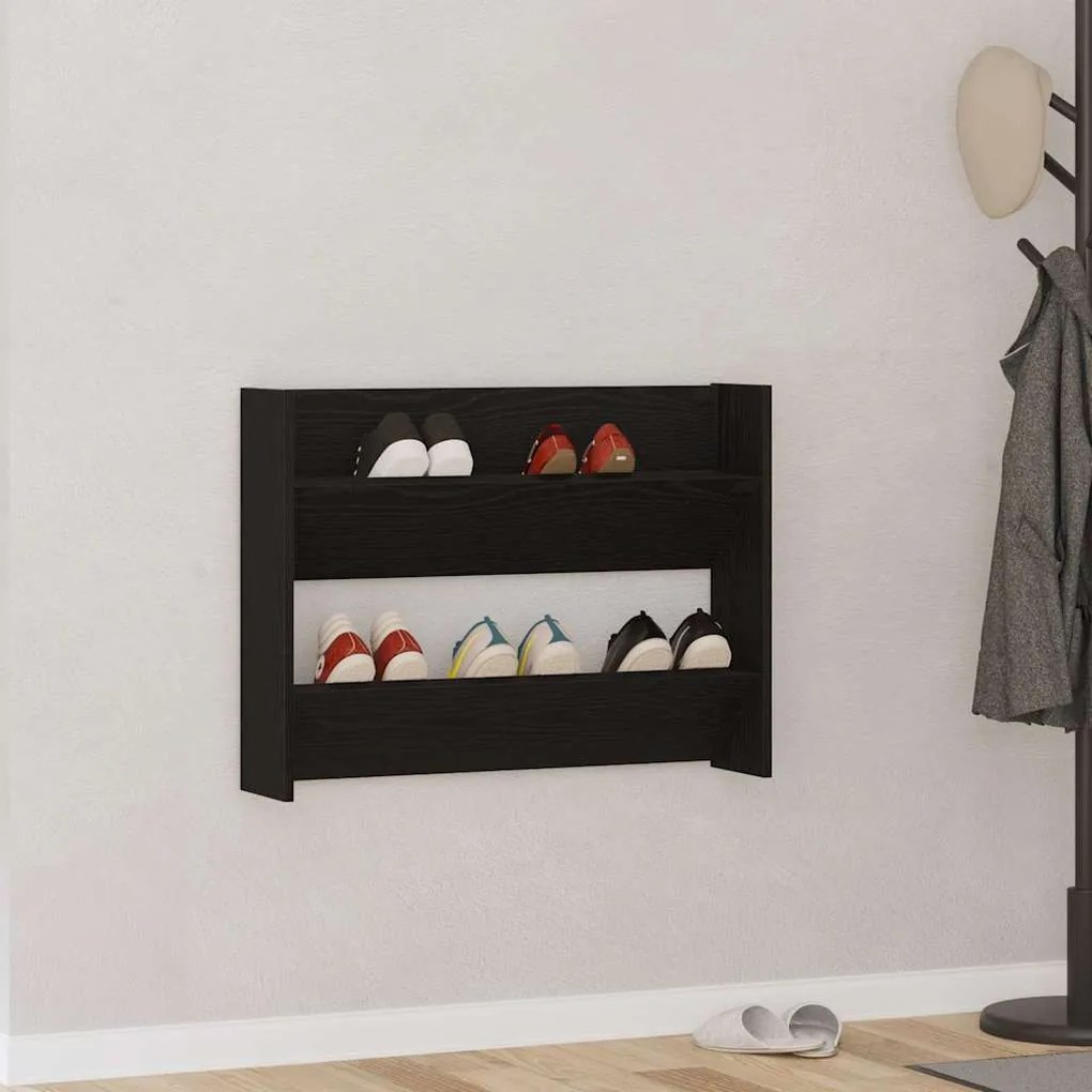Armários para Sapatos de Parede Carvalho preto 60 x 18 x 60 cm