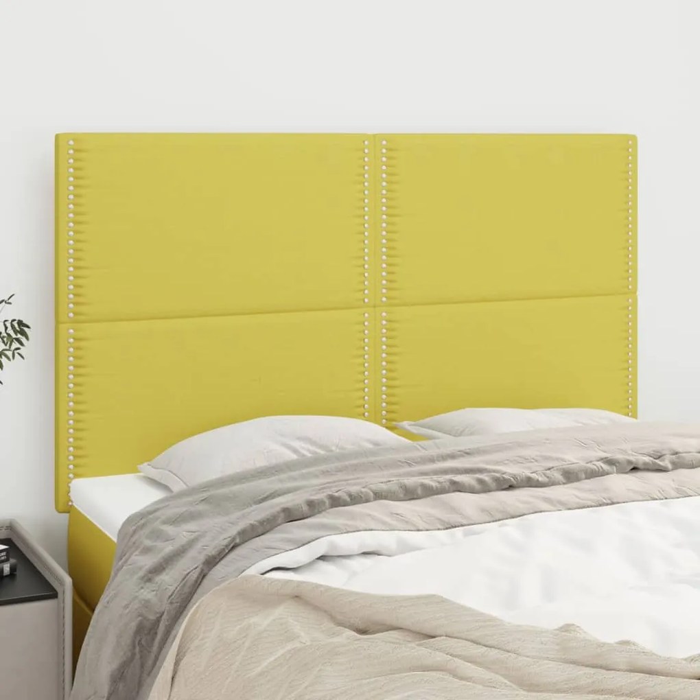 vidaXL Cabeceira de cama 4 pcs tecido 72x5x78/88 cm verde
