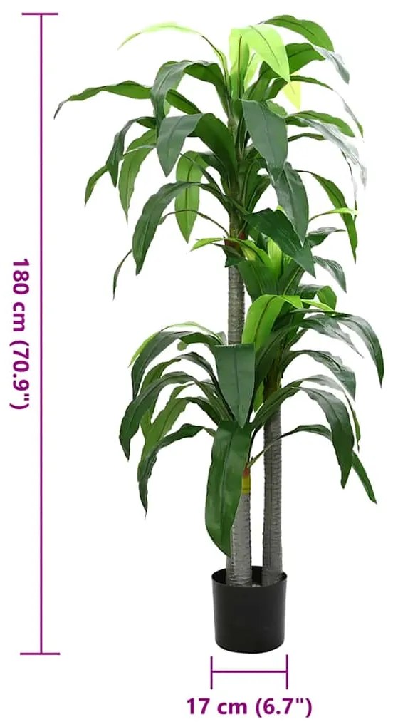 Árvore Dracaena artificial 36 folhas 180 cm verde