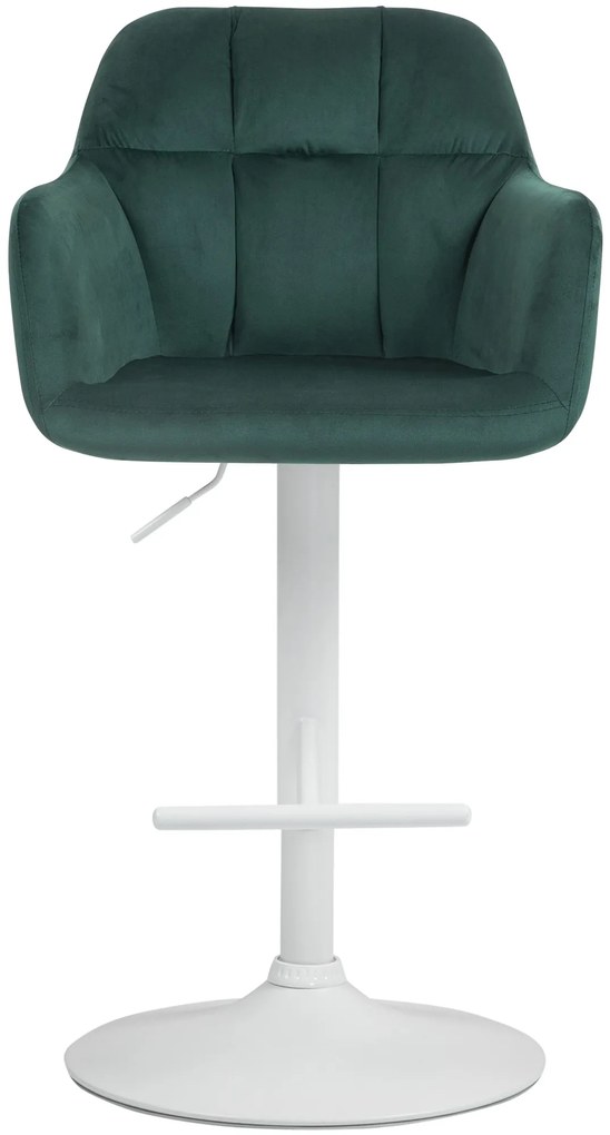Banco de bar Natoma em veludo com estrutura branca 97-118 x 57 x 59 cm Verde