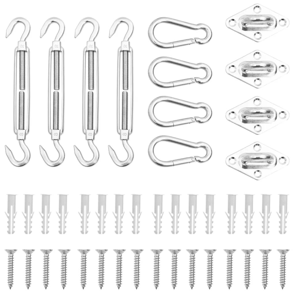 vidaXL 12 pcs conjunto acessórios p/ para-sol vela 12 aço inoxidável