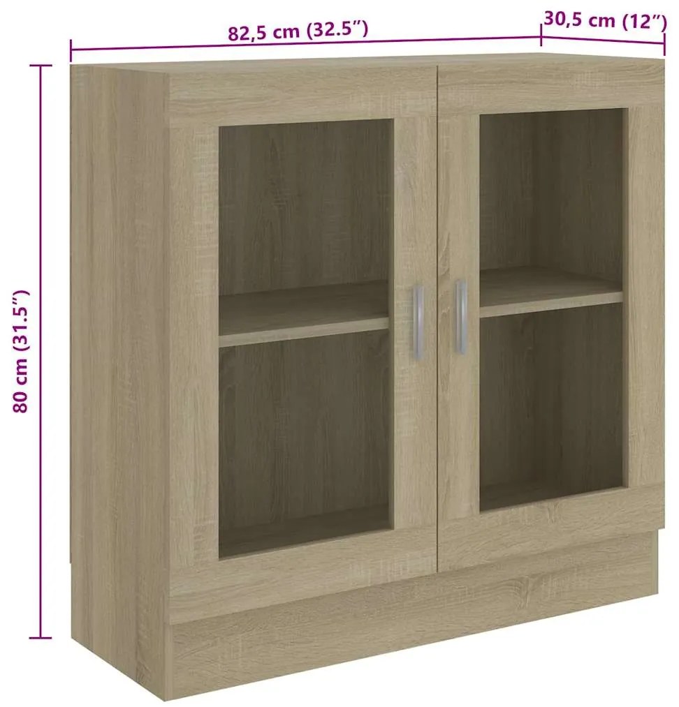 Armário vitrine derivados de madeira carvalho sonoma