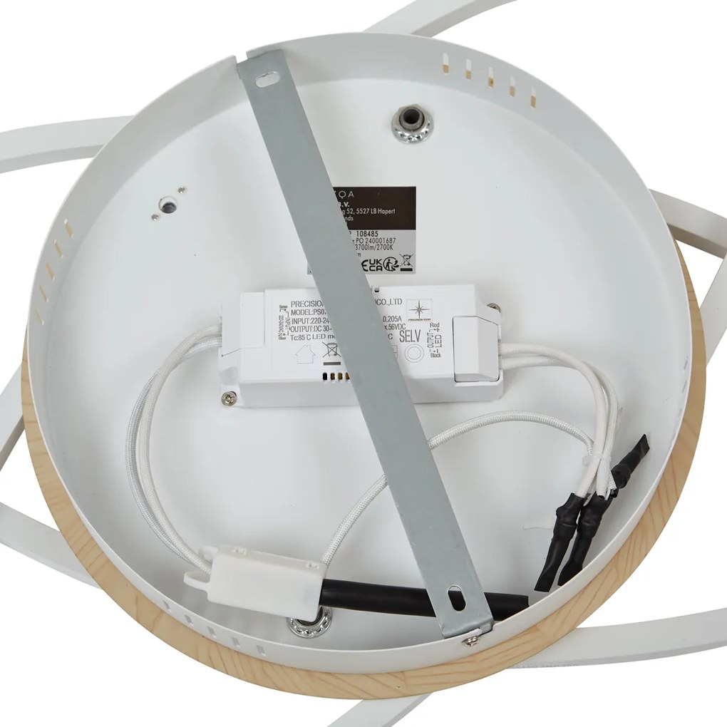 Plafon Branco com Madeira Incl. LED Regulável em 3 Níveis 2-Luzes - Kane