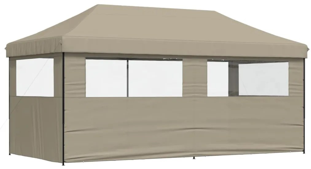 Tenda p/ festas pop-up dobrável c/ 3 paredes cinza-acastanhado