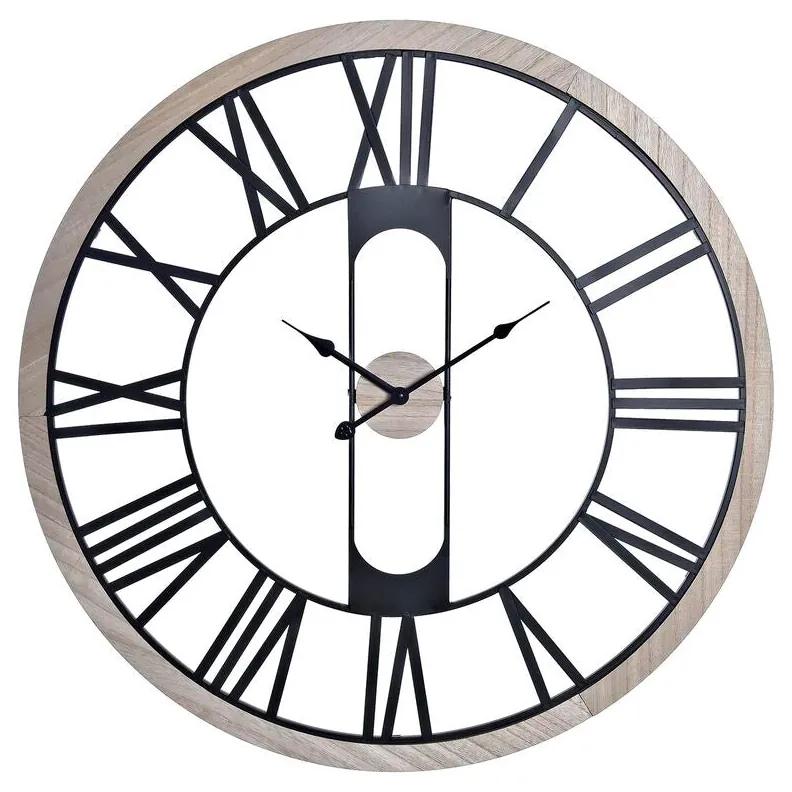 Relógio de Parede DKD Home Decor Preto Metal Madeira (70 x 4 x 70 cm)