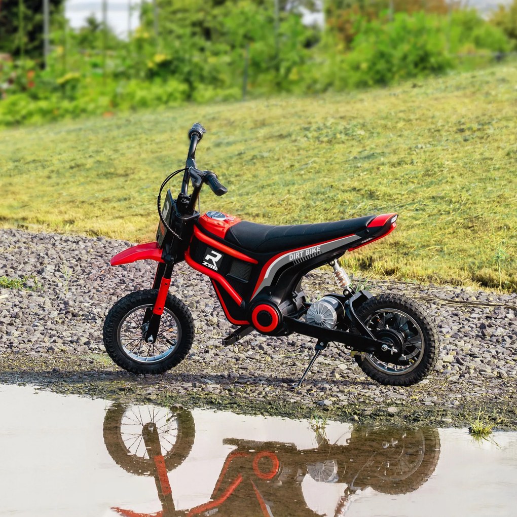 Mota de motocross elétrica para crianças, moto elétrica infantil, motor de 350 W, bateria de 12 V, 8-16 km/h, pneus insufláveis de 12'', vermelha