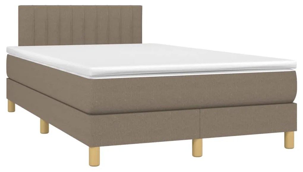 Cama box spring colchão/LED 120x200cm tecido cinza-acastanhado