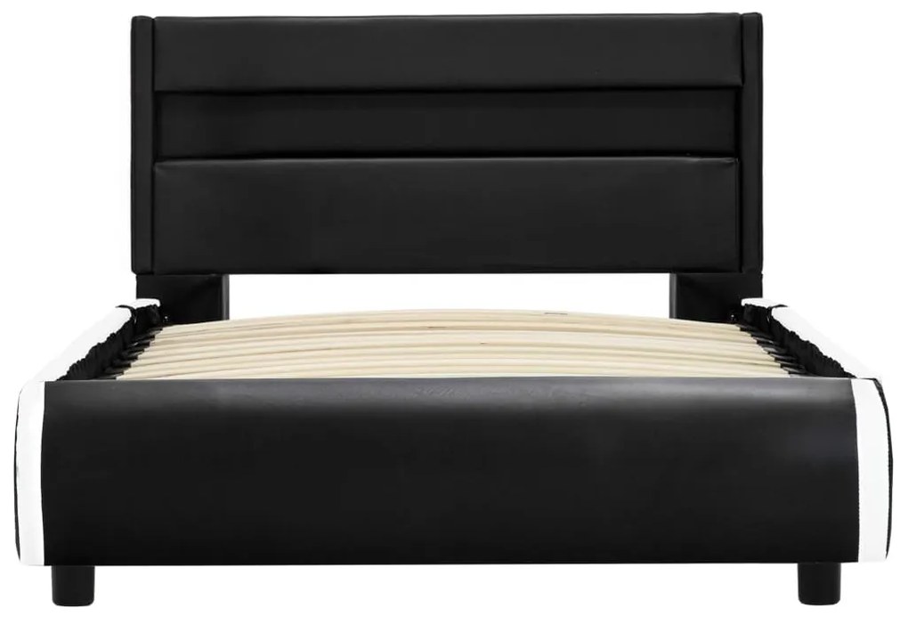 Estrutura de cama c/ LED 90x200 cm couro artificial preto