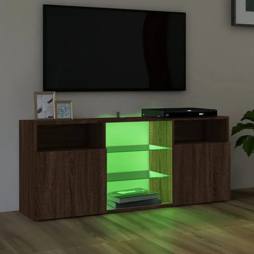 Móvel de TV Maze com Luzes LED de 120cm - Nogueira - Design Moderno