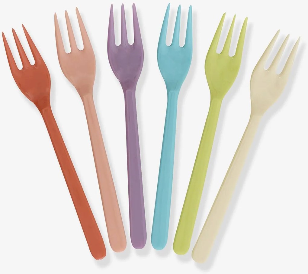 Conjunto de 6 garfos de bolo em melamina GLORY DAYS COLORS rice multicolor