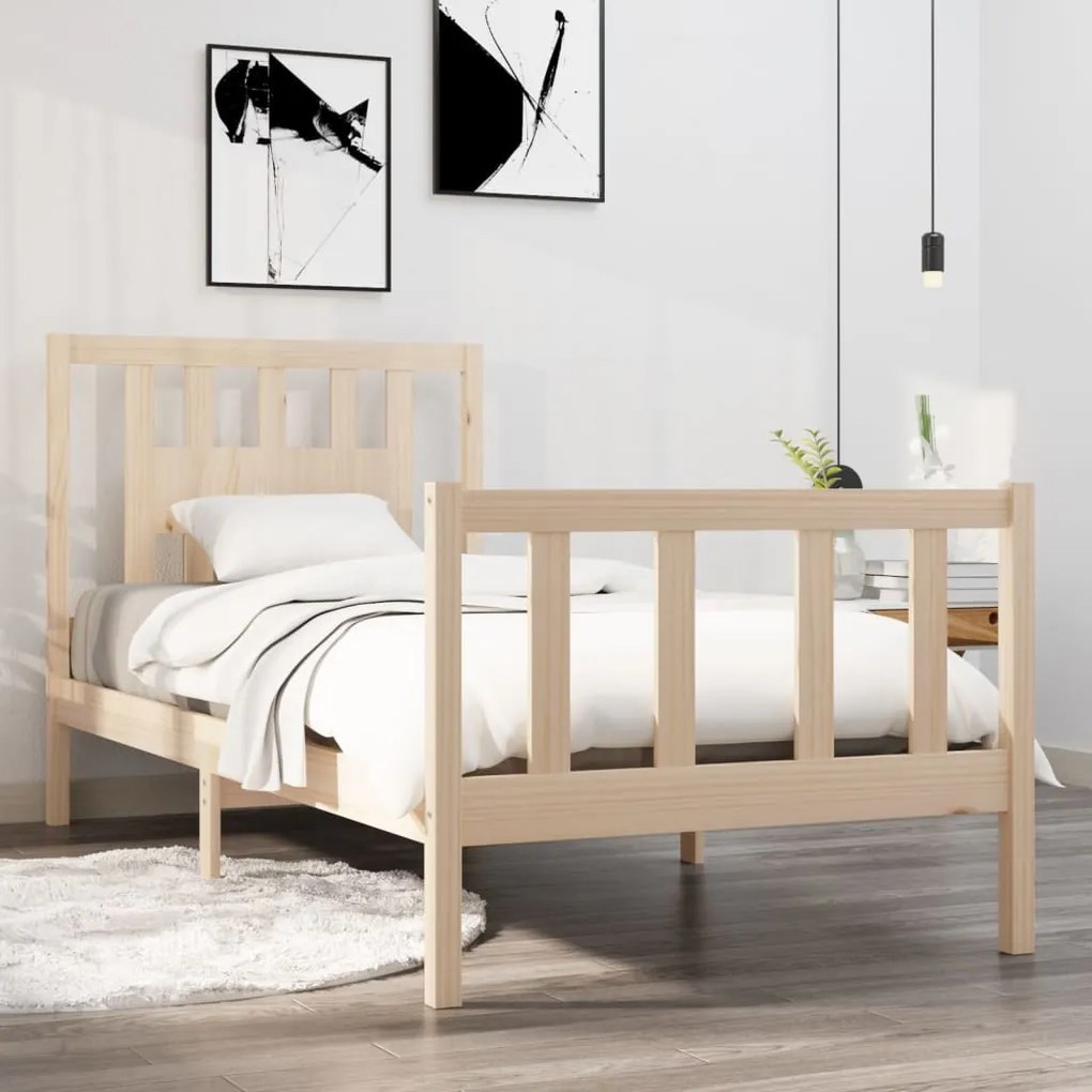 vidaXL Estrutura de cama solteiro 90x190 cm madeira maciça