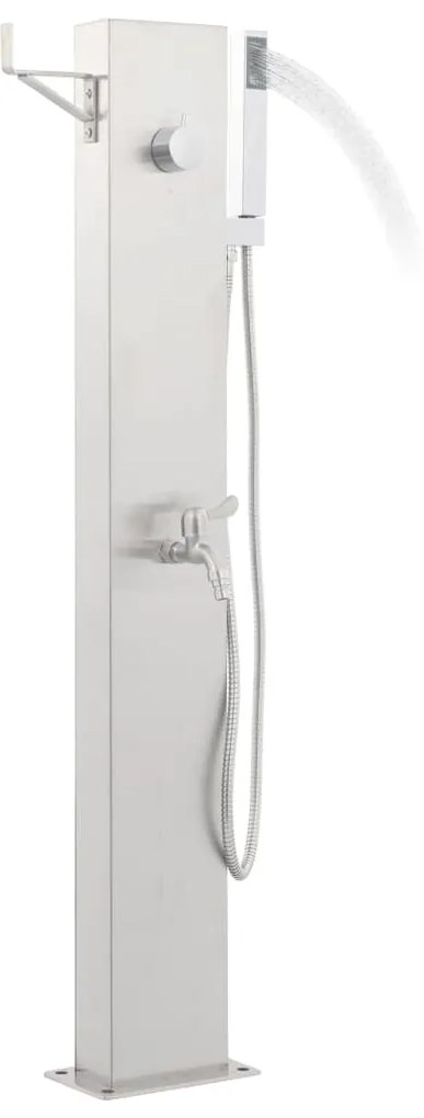 Duche de jardim com torneira 110 cm aço inoxidável