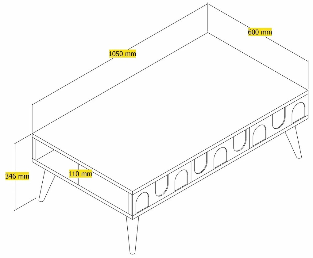 Mesa de Centro Lyon – Creme e Nogueira – 105x34,6x60 cm