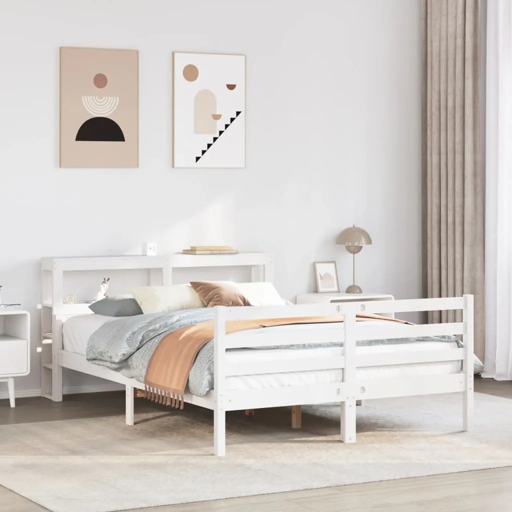 vidaXL Estrutura de cama c/ cabeceira sem colchão 140x200 cm branco