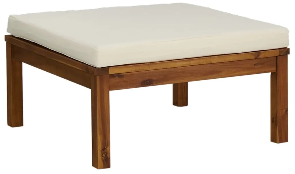 8 pcs conjunto lounge jardim c/ almofadões creme acácia maciça