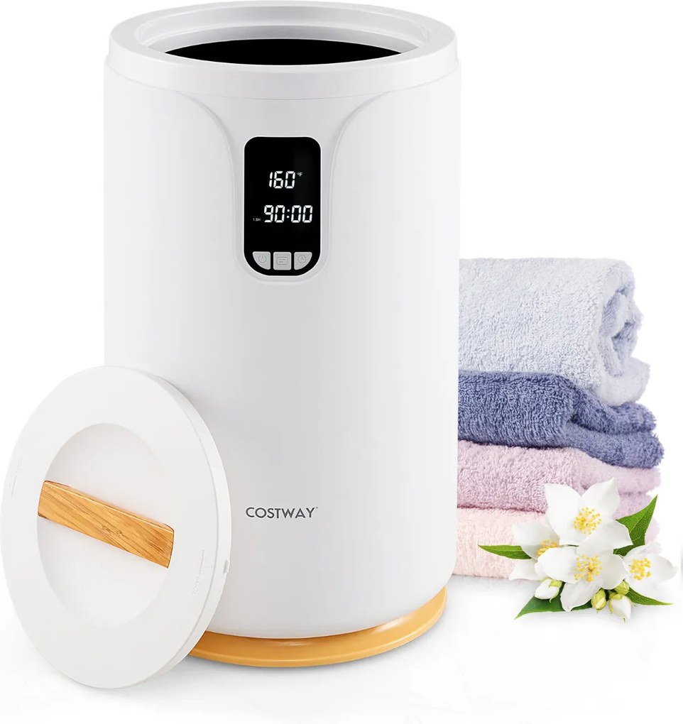 Aquecedor de toalhas de banho 20L de banho com luz LED Temporizador Cubo portátil com fecho para crianças 114 x 178 cm Branco