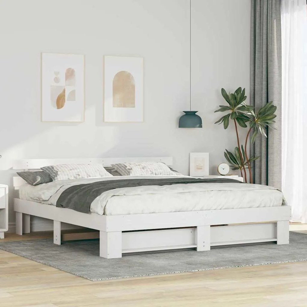 vidaXL Estrutura da Cama com cabeceira Branco 180 x 200 cm