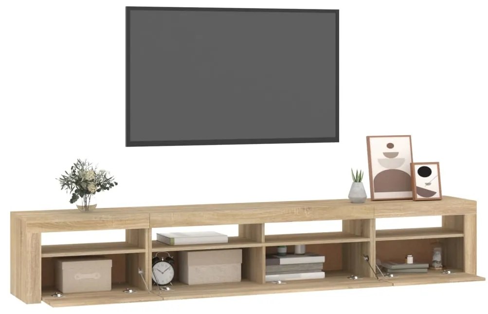 Móvel de TV com luzes LED 240x35x40 cm carvalho sonoma