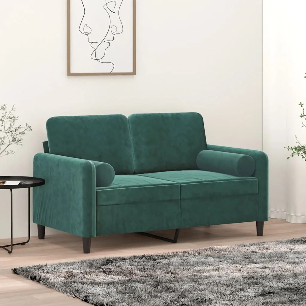 vidaXL Almofadas decorativas 2 pcs Ø15x50 cm veludo verde-escuro