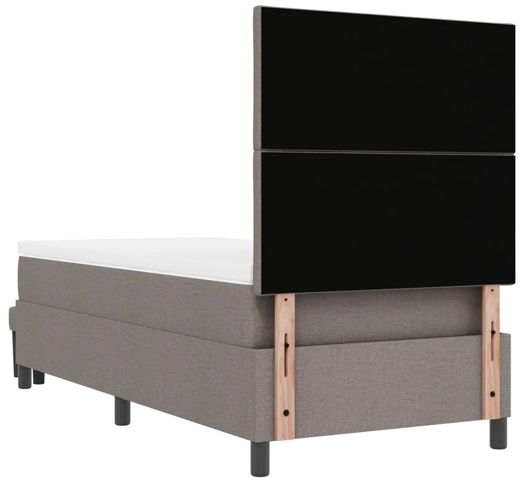 Cama Box Spring com Colchão & Banco Taupe 90x190 cm Tecido