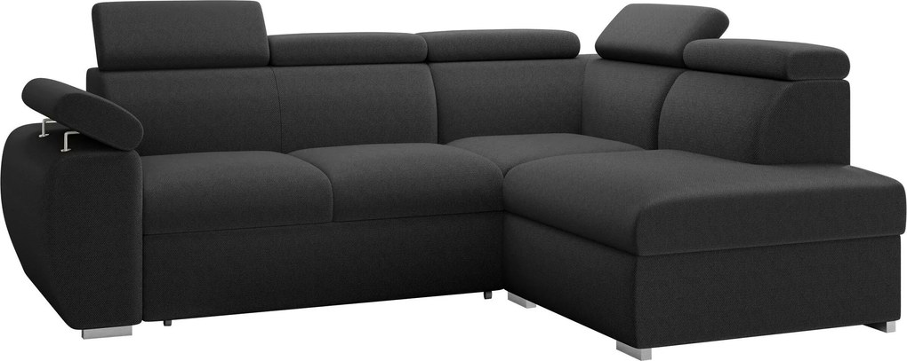 Sofá de canto Columbus 161, Cama com arrumação, 260x200x85cm, 149.01 kg, Pernas: Plástico, Madeira: Pinheiro